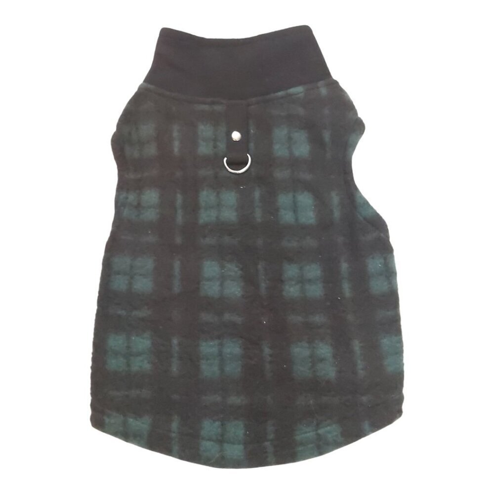 Born To Be Loved Green/Black Buffalo Plaid Pullover Dog Shirt W/D-Ring - M